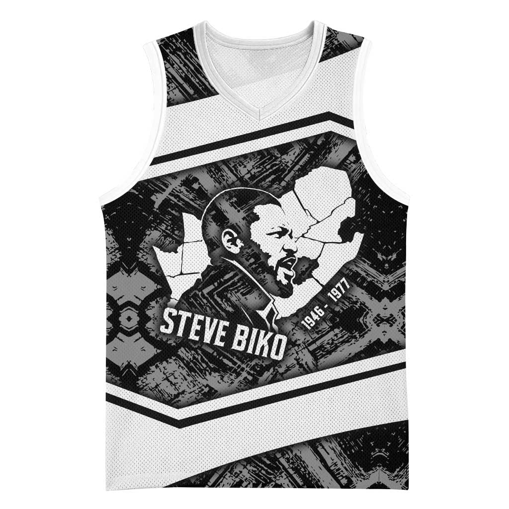 Steve Biko Basketball Jersey with Monochrome Portrait, Ideas Do Not Die Quote - Wonder Print Shop