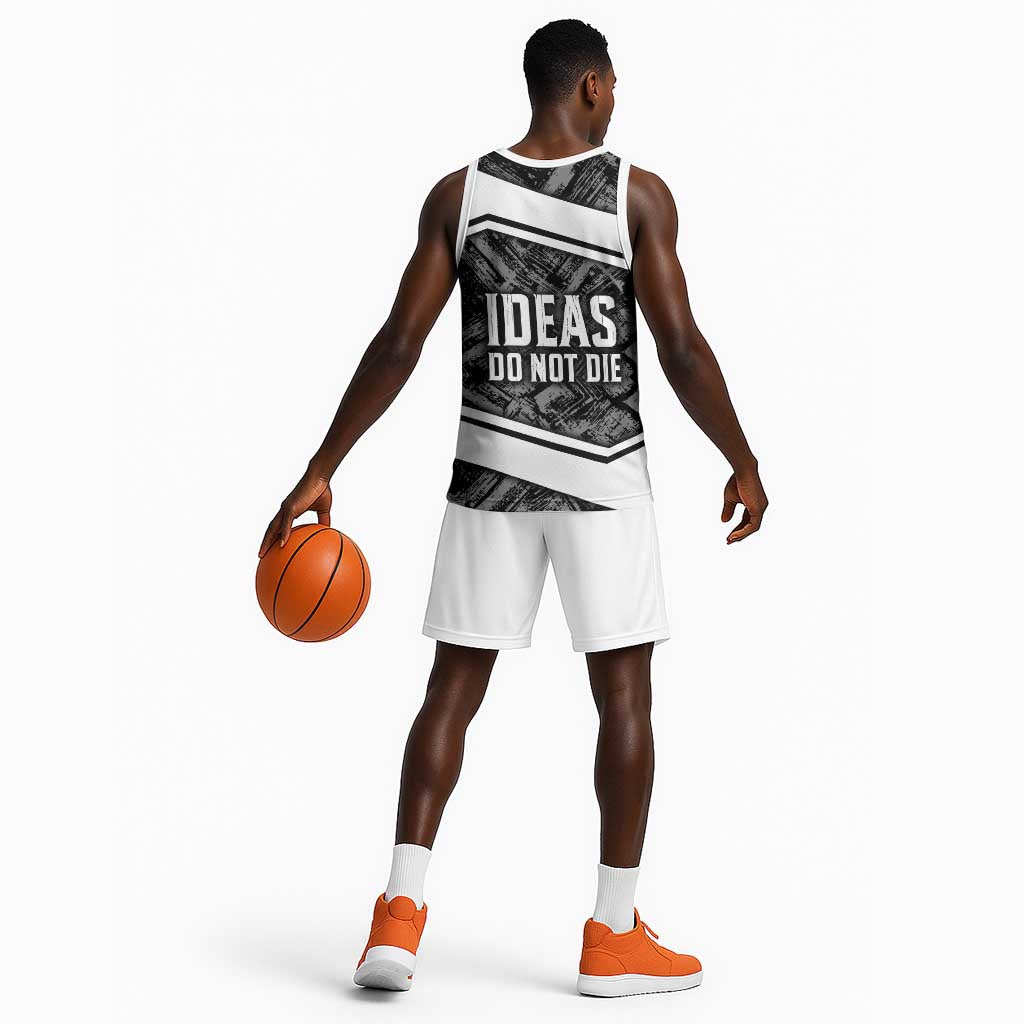 Steve Biko Basketball Jersey with Monochrome Portrait, Ideas Do Not Die Quote - Wonder Print Shop