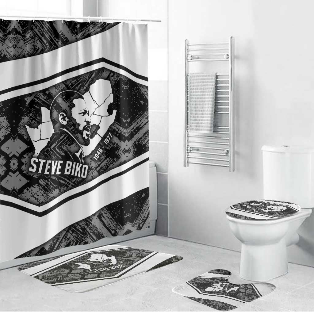Steve Biko Bathroom Set with Monochrome Portrait, Ideas Do Not Die Quote - Wonder Print Shop