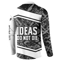 Steve Biko Button Sweatshirt with Monochrome Portrait, Ideas Do Not Die Quote