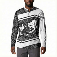 Steve Biko Button Sweatshirt with Monochrome Portrait, Ideas Do Not Die Quote