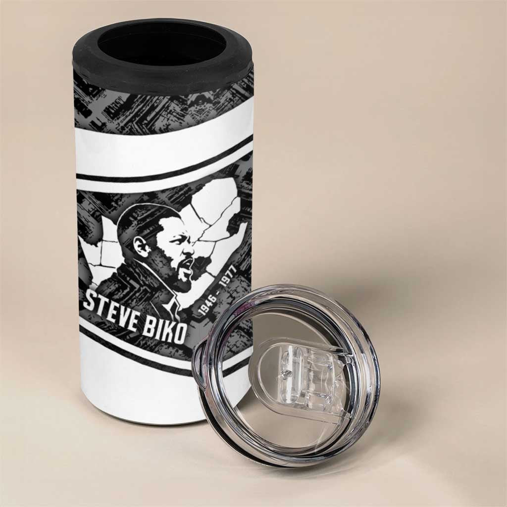Steve Biko 4 in 1 Can Cooler Tumbler with Monochrome Portrait, Ideas Do Not Die Quote - Wonder Print Shop