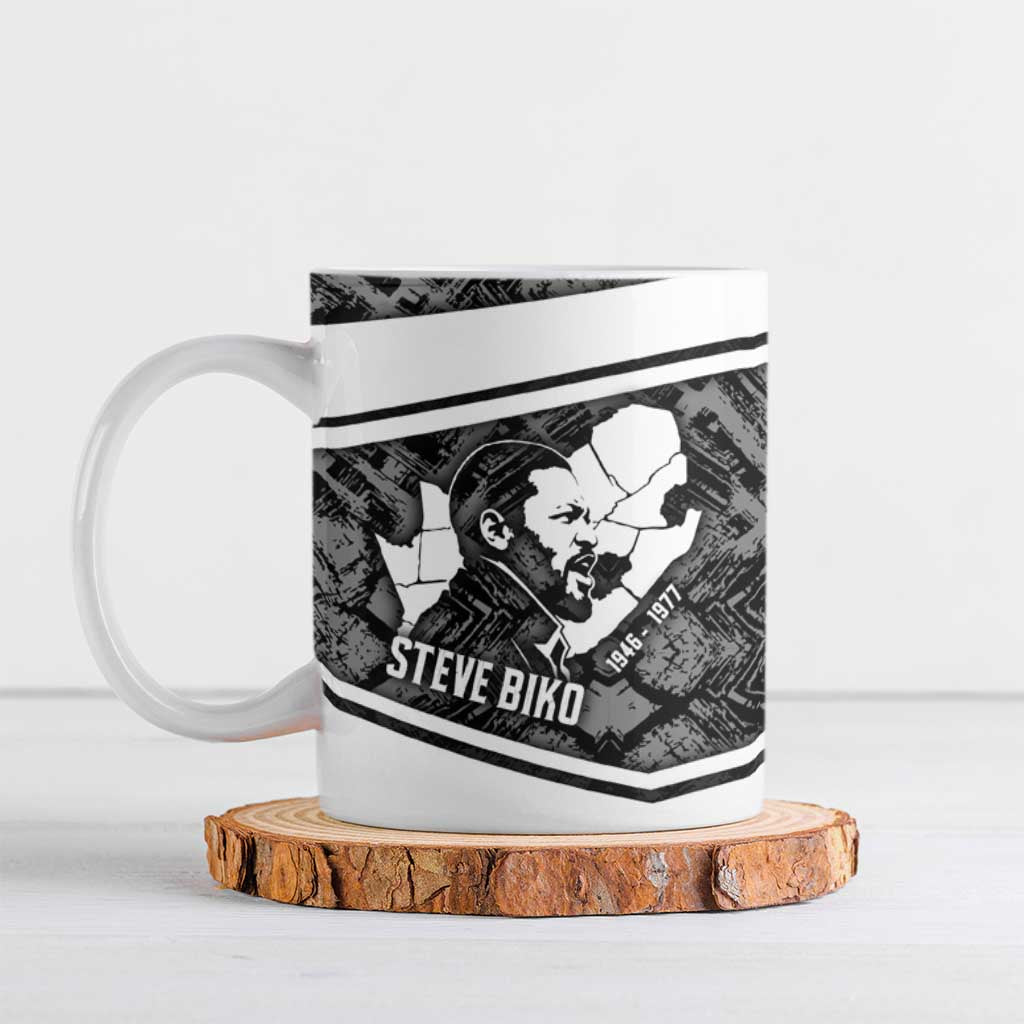 Steve Biko Ceramic Mug with Monochrome Portrait, Ideas Do Not Die Quote - Wonder Print Shop