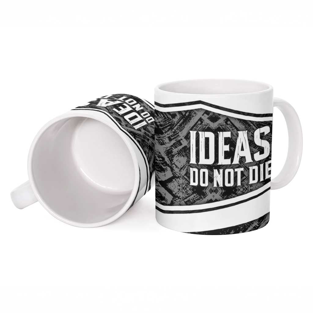 Steve Biko Ceramic Mug with Monochrome Portrait, Ideas Do Not Die Quote - Wonder Print Shop