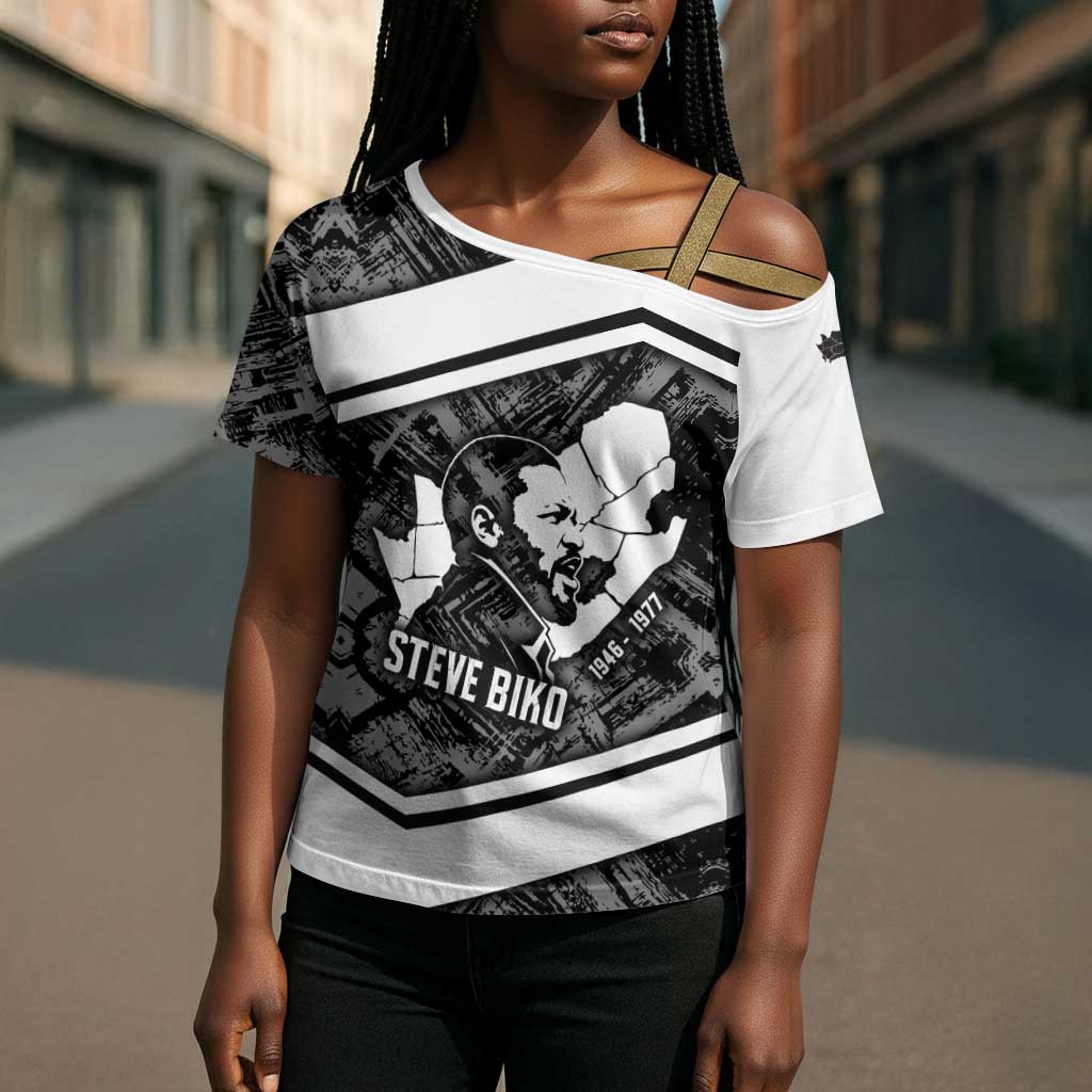 Steve Biko Cross Shoulder Shirt with Monochrome Portrait, Ideas Do Not Die Quote - Wonder Print Shop