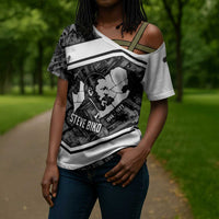 Steve Biko Cross Shoulder Shirt with Monochrome Portrait, Ideas Do Not Die Quote - Wonder Print Shop