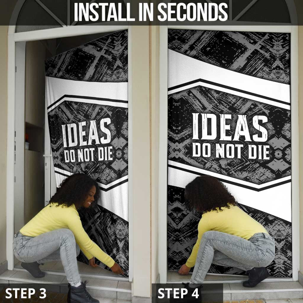 Steve Biko Door Cover with Monochrome Portrait, Ideas Do Not Die Quote - Wonder Print Shop