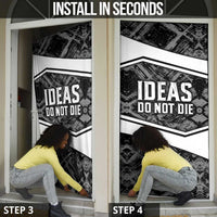 Steve Biko Door Cover with Monochrome Portrait, Ideas Do Not Die Quote - Wonder Print Shop