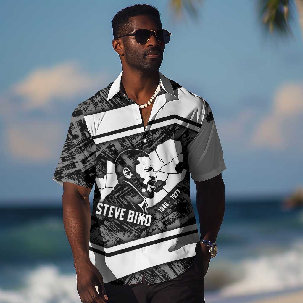 Steve Biko Hawaiian Shirt with Monochrome Portrait, Ideas Do Not Die Quote - Wonder Print Shop
