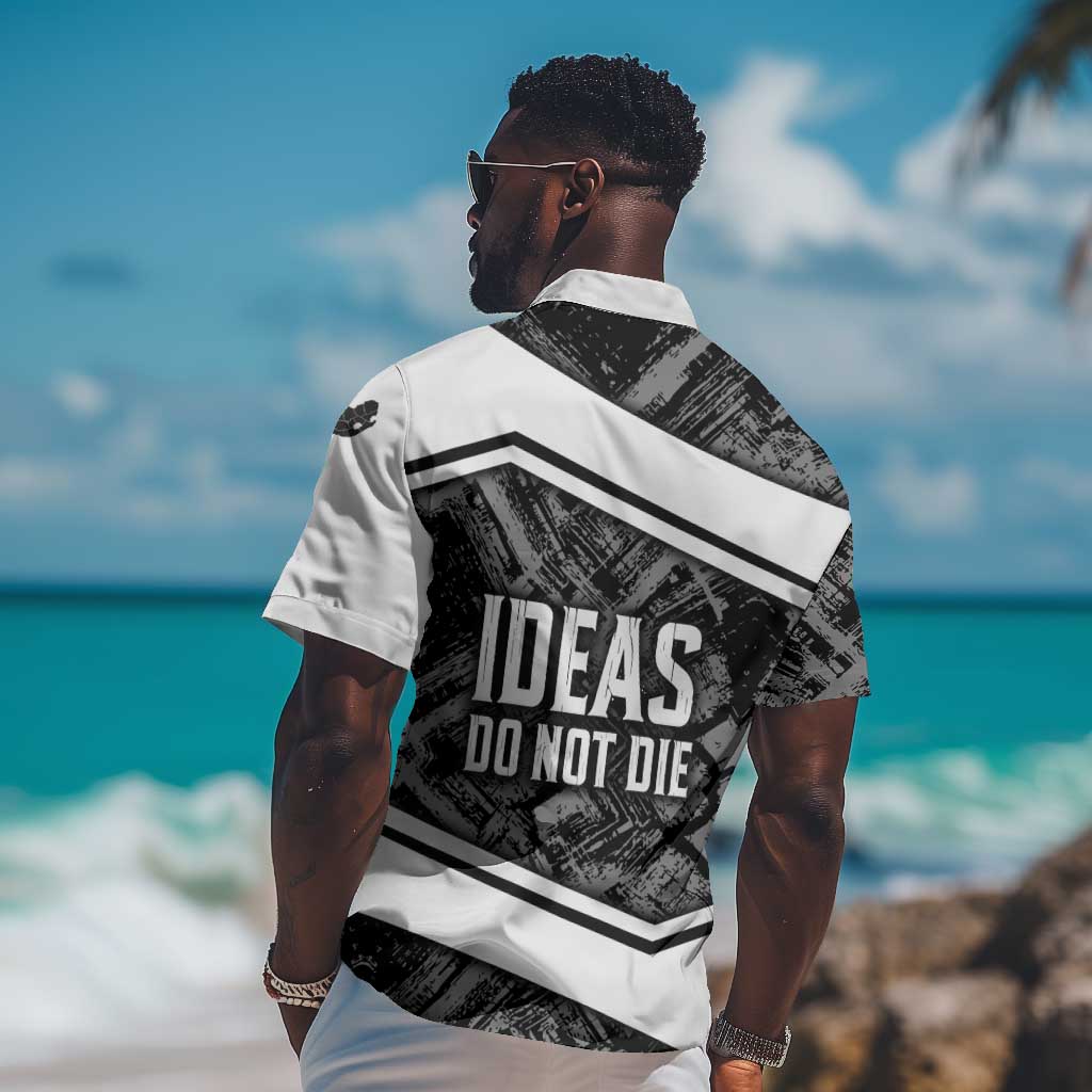 Steve Biko Hawaiian Shirt with Monochrome Portrait, Ideas Do Not Die Quote - Wonder Print Shop
