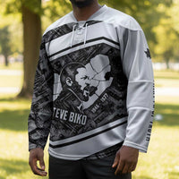 Steve Biko Hockey Jersey with Monochrome Portrait, Ideas Do Not Die Quote - Wonder Print Shop