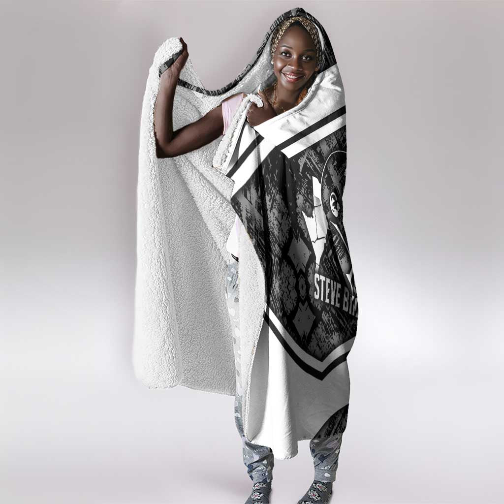 Steve Biko Hooded Blanket with Monochrome Portrait, Ideas Do Not Die Quote - Wonder Print Shop