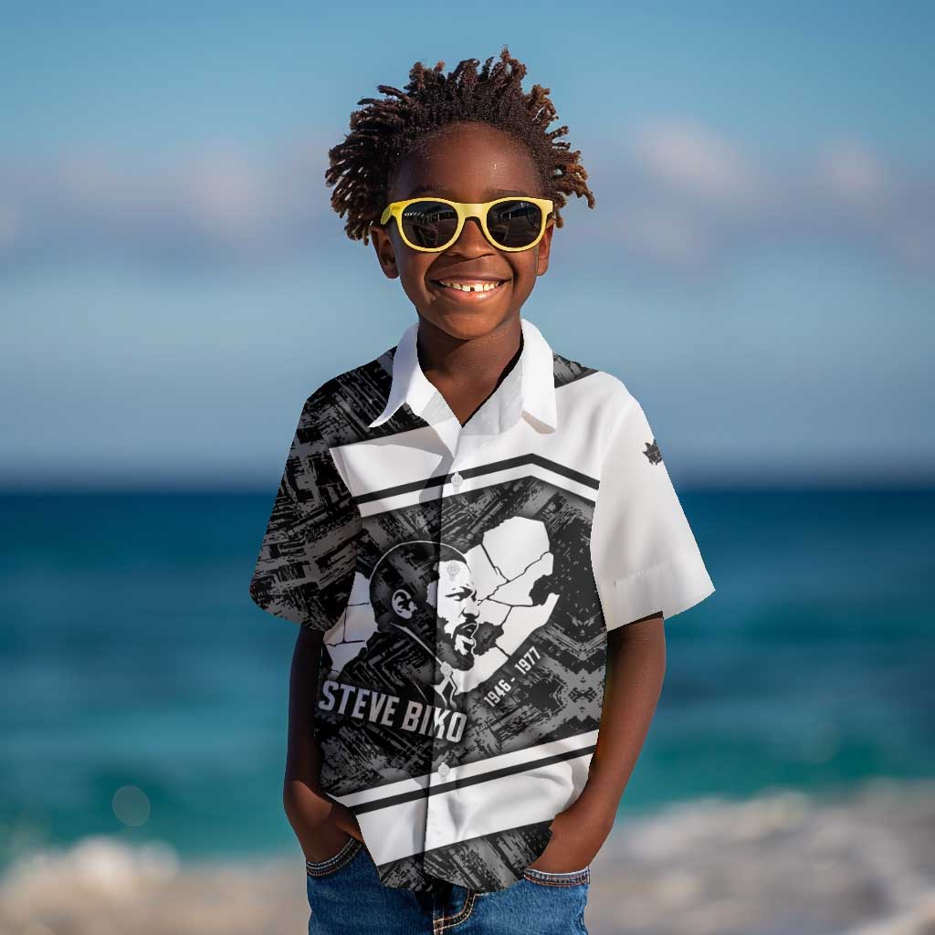 Steve Biko Kid Hawaiian Shirt with Monochrome Portrait, Ideas Do Not Die Quote - Wonder Print Shop