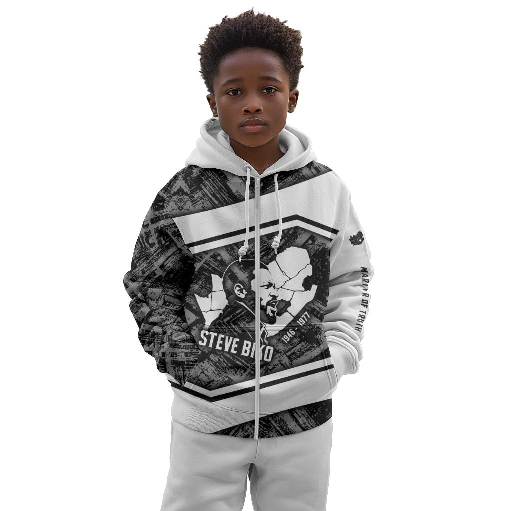 Steve Biko Kid Hoodie with Monochrome Portrait, Ideas Do Not Die Quote - Wonder Print Shop