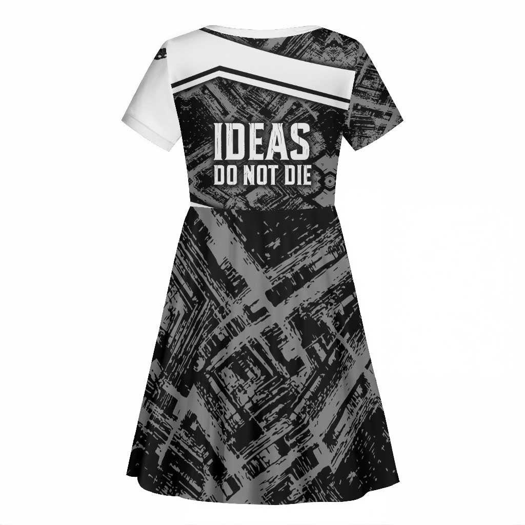 Steve Biko Kid Short Sleeve Dress with Monochrome Portrait, Ideas Do Not Die Quote - Wonder Print Shop