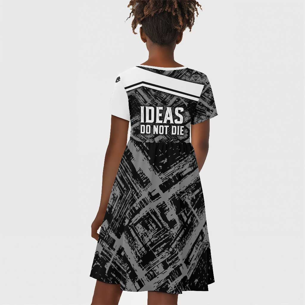 Steve Biko Kid Short Sleeve Dress with Monochrome Portrait, Ideas Do Not Die Quote - Wonder Print Shop