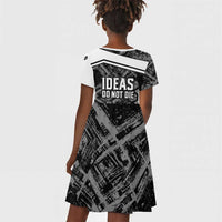 Steve Biko Kid Short Sleeve Dress with Monochrome Portrait, Ideas Do Not Die Quote - Wonder Print Shop