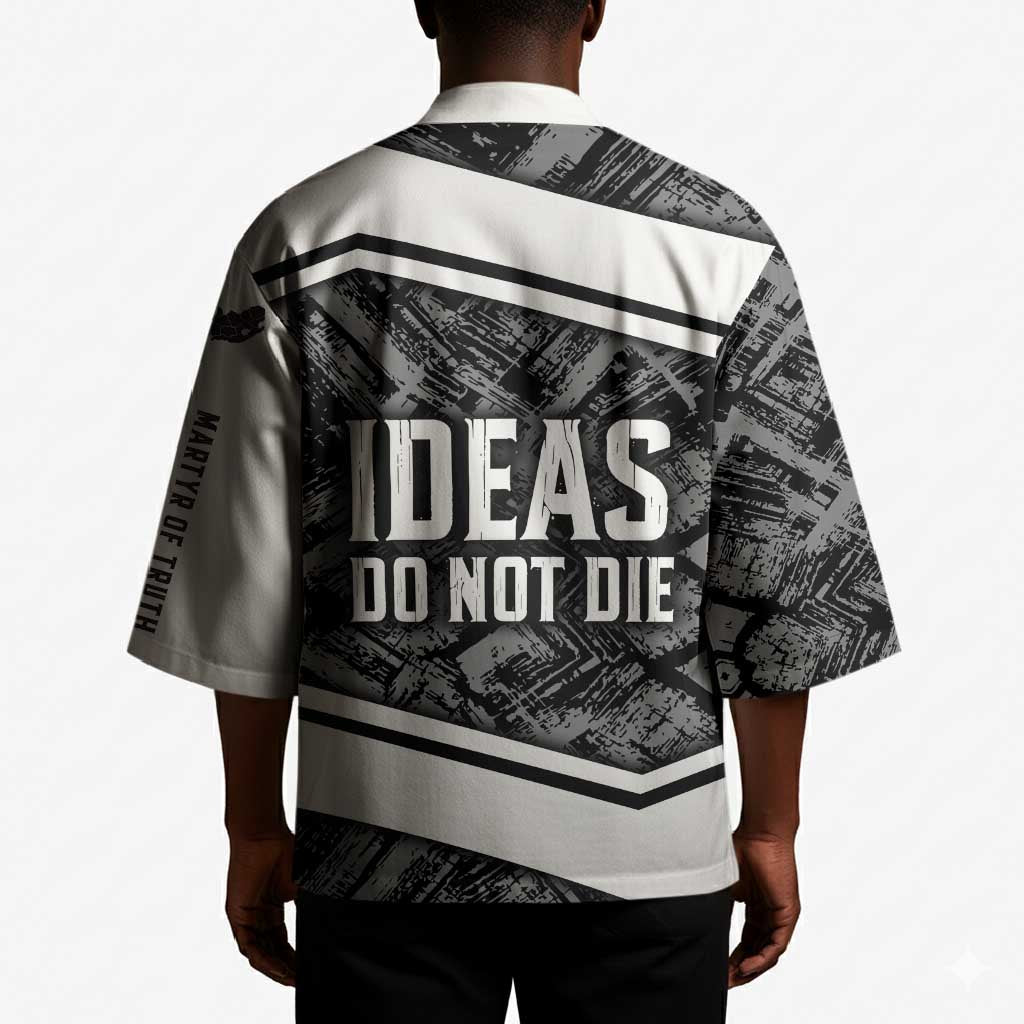 Steve Biko Kimono with Monochrome Portrait, Ideas Do Not Die Quote - Wonder Print Shop