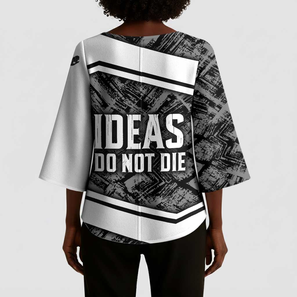 Steve Biko Kimono Sleeve Blouse with Monochrome Portrait, Ideas Do Not Die Quote - Wonder Print Shop