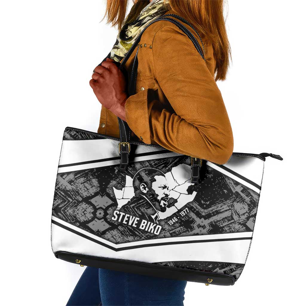 Steve Biko Leather Tote Bag with Monochrome Portrait, Ideas Do Not Die Quote - Wonder Print Shop