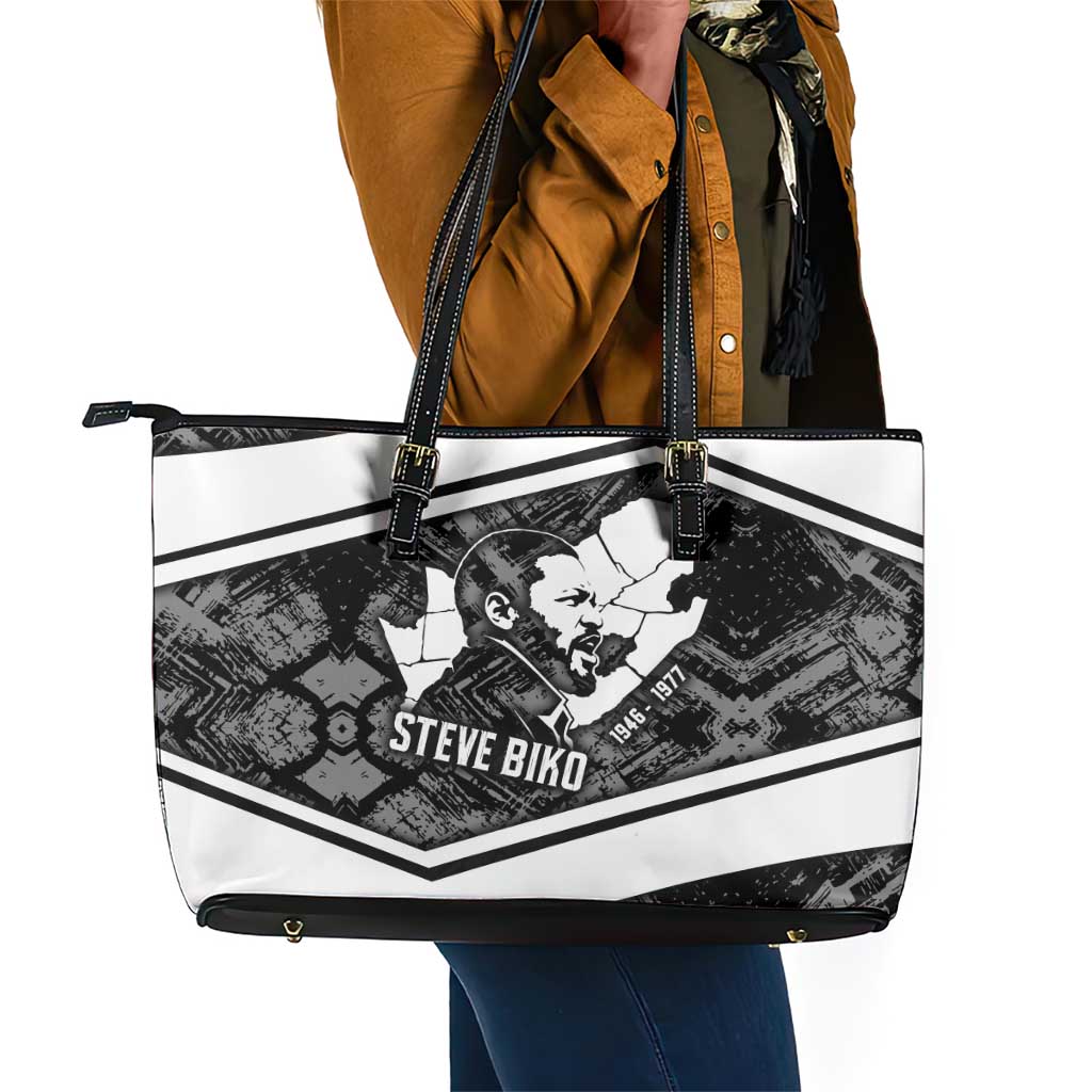 Steve Biko Leather Tote Bag with Monochrome Portrait, Ideas Do Not Die Quote - Wonder Print Shop