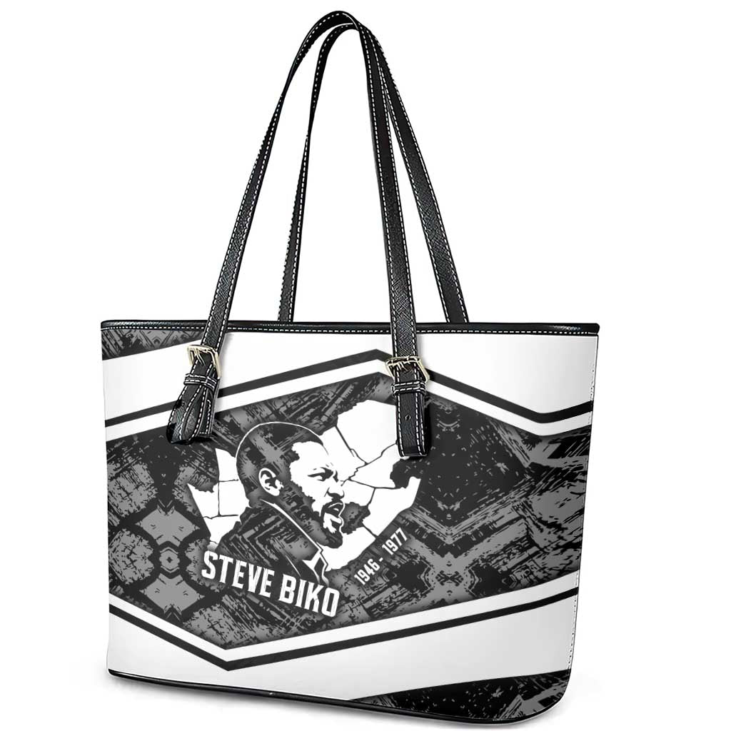 Steve Biko Leather Tote Bag with Monochrome Portrait, Ideas Do Not Die Quote - Wonder Print Shop