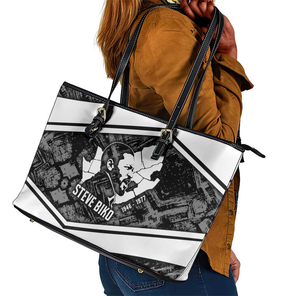 Steve Biko Leather Tote Bag with Monochrome Portrait, Ideas Do Not Die Quote - Wonder Print Shop