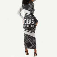 Steve Biko Long Sleeve Bodycon Dress with Monochrome Portrait, Ideas Do Not Die Quote - Wonder Print Shop