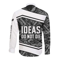 Steve Biko Long Sleeve Button Shirt with Monochrome Portrait, Ideas Do Not Die Quote - Wonder Print Shop