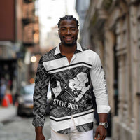 Steve Biko Long Sleeve Button Shirt with Monochrome Portrait, Ideas Do Not Die Quote - Wonder Print Shop