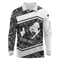 Steve Biko Long Sleeve Polo Shirt with Monochrome Portrait, Ideas Do Not Die Quote - Wonder Print Shop