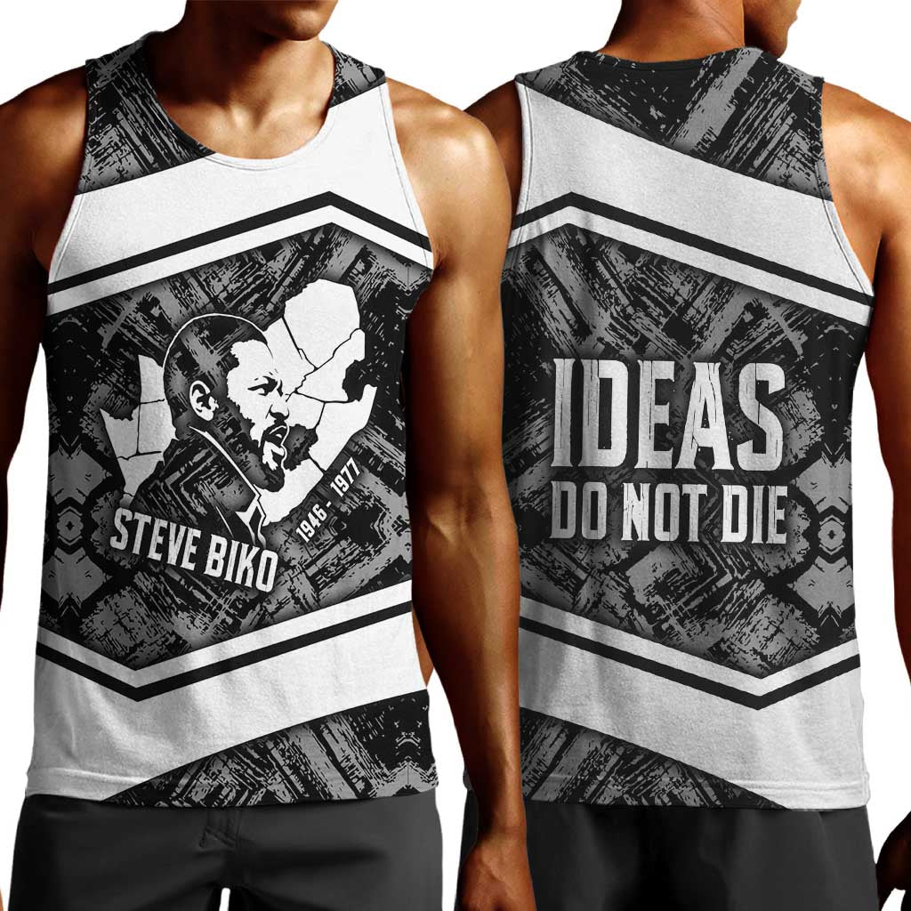 Steve Biko Men Tank Top with Monochrome Portrait, Ideas Do Not Die Quote - Wonder Print Shop