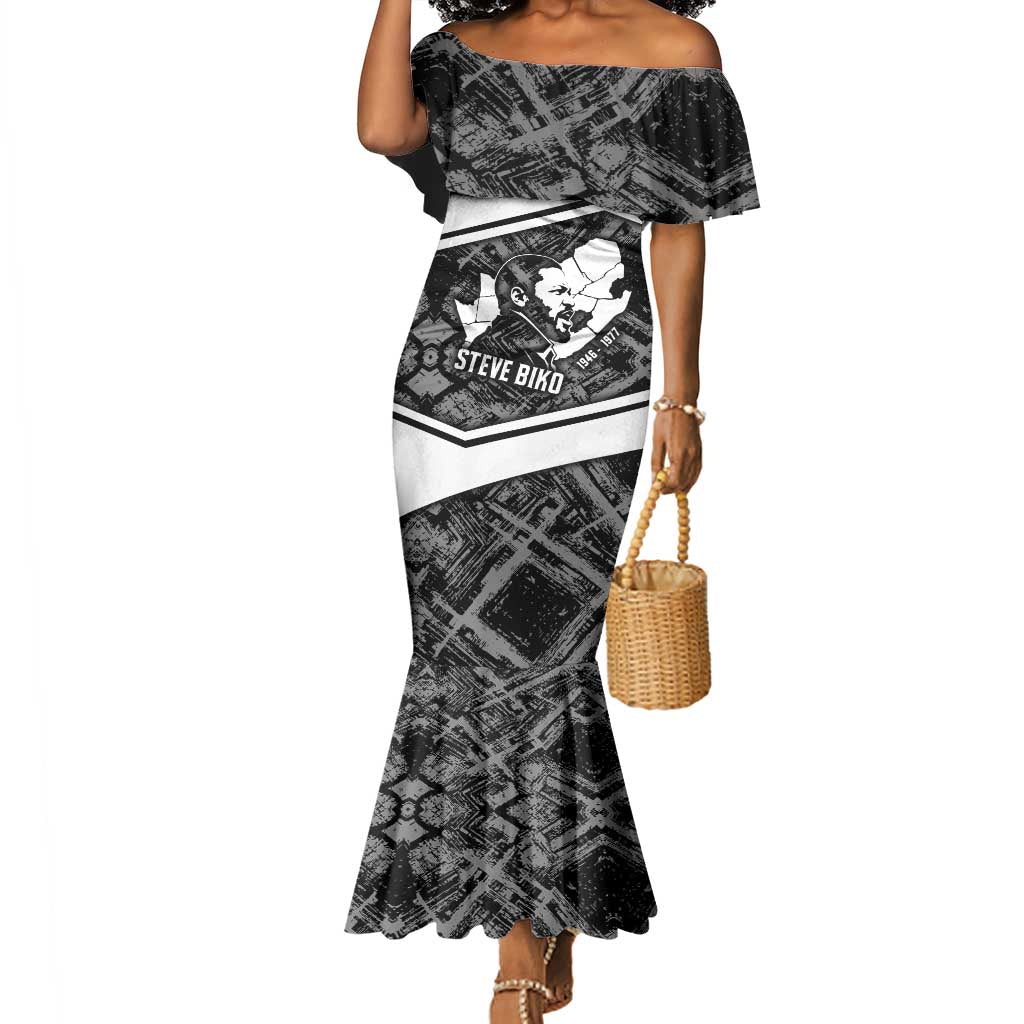 Steve Biko Mermaid Dress with Monochrome Portrait, Ideas Do Not Die Quote - Wonder Print Shop