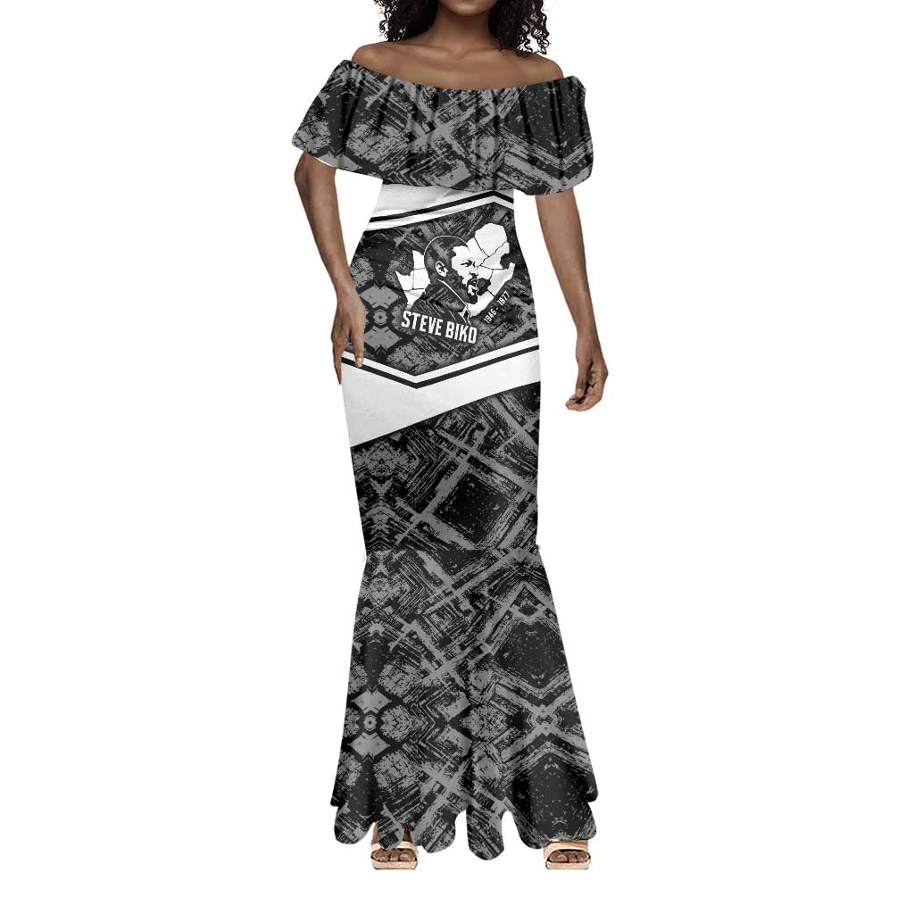 Steve Biko Mermaid Dress with Monochrome Portrait, Ideas Do Not Die Quote - Wonder Print Shop