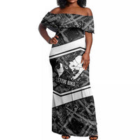 Steve Biko Off Shoulder Maxi Dress with Monochrome Portrait, Ideas Do Not Die Quote - Wonder Print Shop