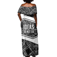 Steve Biko Off Shoulder Maxi Dress with Monochrome Portrait, Ideas Do Not Die Quote - Wonder Print Shop