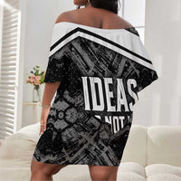 Steve Biko Off Shoulder Short Dress with Monochrome Portrait, Ideas Do Not Die Quote - Wonder Print Shop