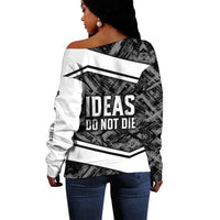 Steve Biko Off Shoulder Sweater with Monochrome Portrait, Ideas Do Not Die Quote - Wonder Print Shop