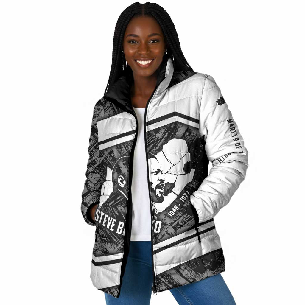 Steve Biko Padded Jacket with Monochrome Portrait, Ideas Do Not Die Quote - Wonder Print Shop