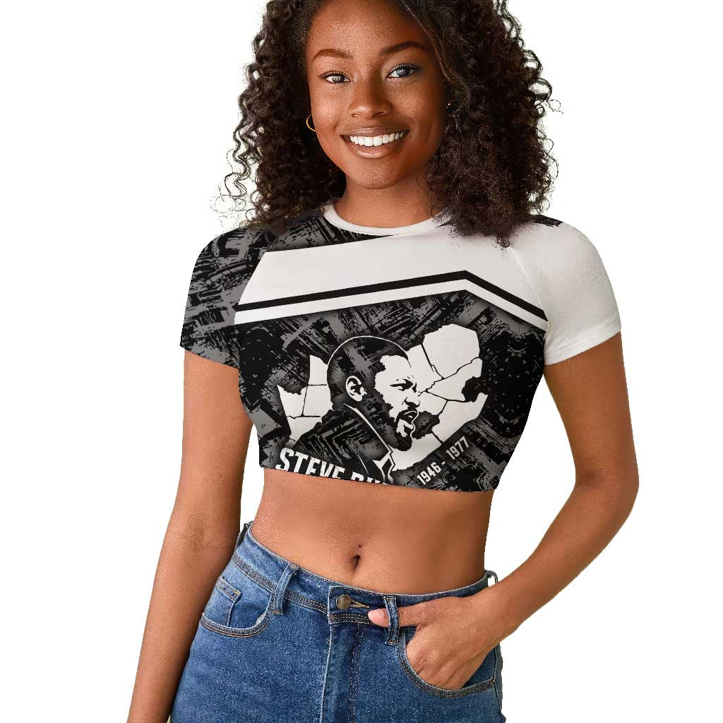 Steve Biko Raglan Cropped T shirt with Monochrome Portrait, Ideas Do Not Die Quote - Wonder Print Shop