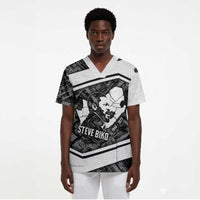 Steve Biko Scrub Top with Monochrome Portrait, Ideas Do Not Die Quote - Wonder Print Shop