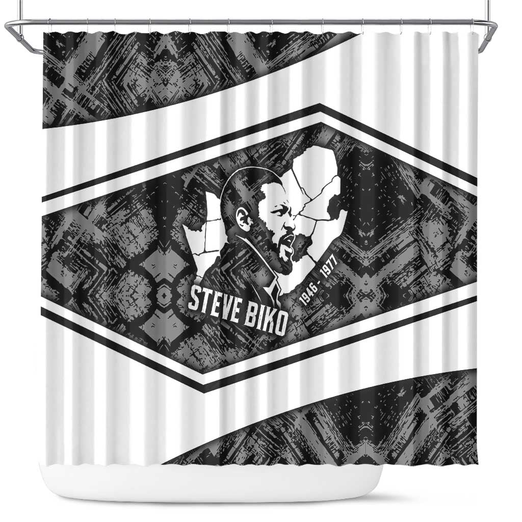 Steve Biko Shower Curtain with Monochrome Portrait, Ideas Do Not Die Quote - Wonder Print Shop