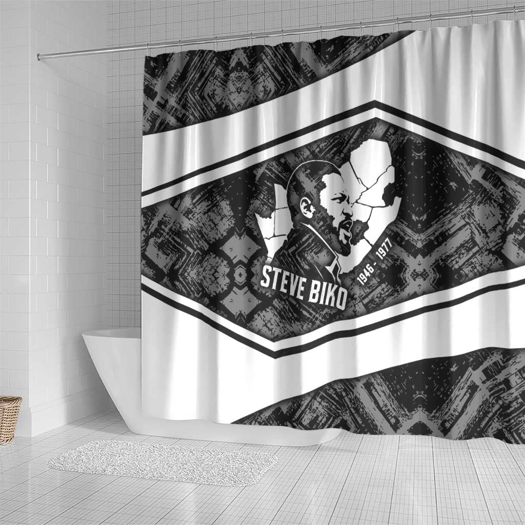 Steve Biko Shower Curtain with Monochrome Portrait, Ideas Do Not Die Quote - Wonder Print Shop