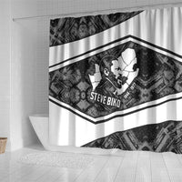 Steve Biko Shower Curtain with Monochrome Portrait, Ideas Do Not Die Quote - Wonder Print Shop