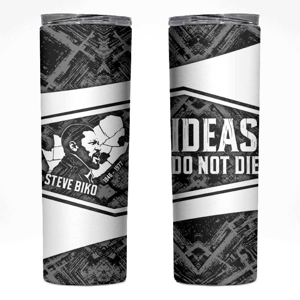Steve Biko Skinny Tumbler with Monochrome Portrait, Ideas Do Not Die Quote - Wonder Print Shop