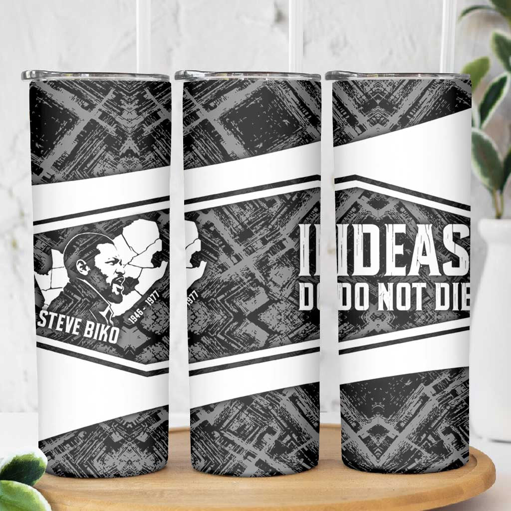 Steve Biko Skinny Tumbler with Monochrome Portrait, Ideas Do Not Die Quote - Wonder Print Shop