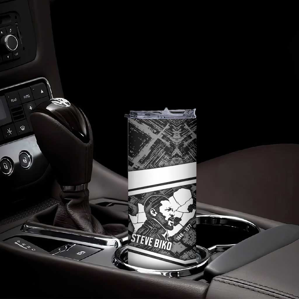 Steve Biko Skinny Tumbler with Monochrome Portrait, Ideas Do Not Die Quote - Wonder Print Shop