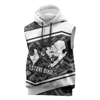 Steve Biko Sleeveless Hoodie with Monochrome Portrait, Ideas Do Not Die Quote - Wonder Print Shop