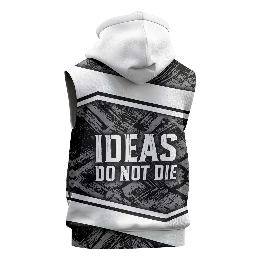 Steve Biko Sleeveless Hoodie with Monochrome Portrait, Ideas Do Not Die Quote - Wonder Print Shop