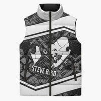 Steve Biko Sleeveless Puffer Jacket with Monochrome Portrait, Ideas Do Not Die Quote - Wonder Print Shop